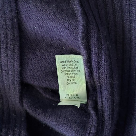 Athleta Cashmere Teton Funnel Cowl Neck Long Sleeve Purple Tunic Sweater - Picture 10 of 10